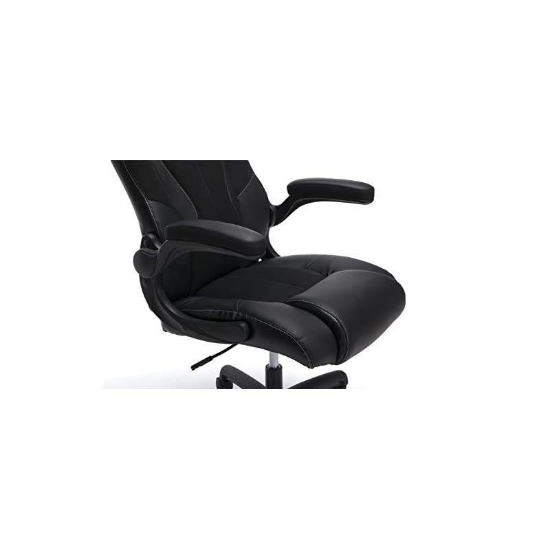 Essentials Collection High-Back Racing Style Bonded Leather Gaming Chair, in Black
