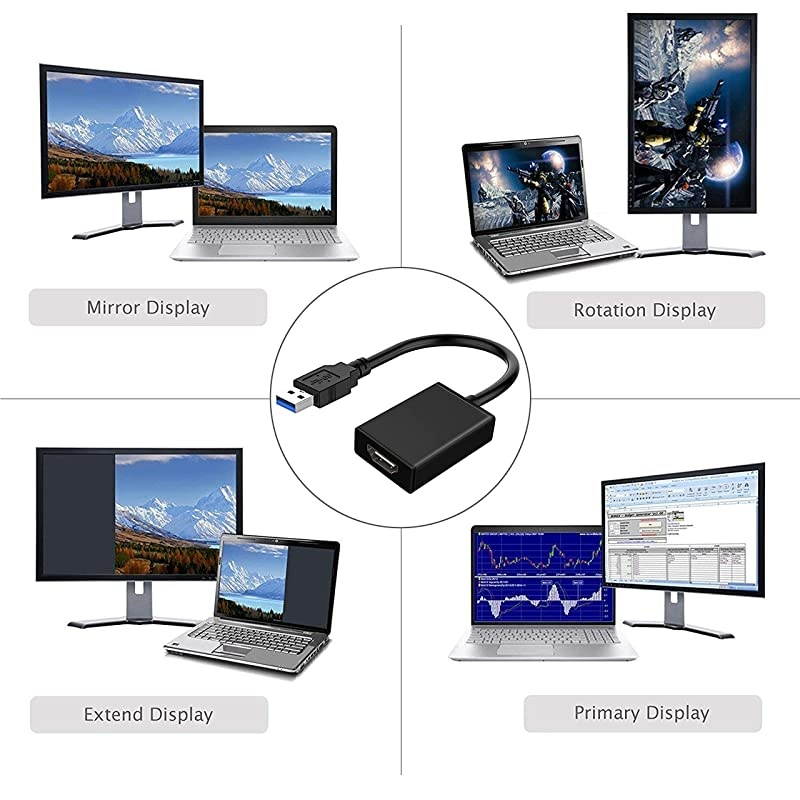 3.0 to HDMI Adapter, PC Multi-Monitor Video Converter for Desktop Laptop Windows 7/8/10