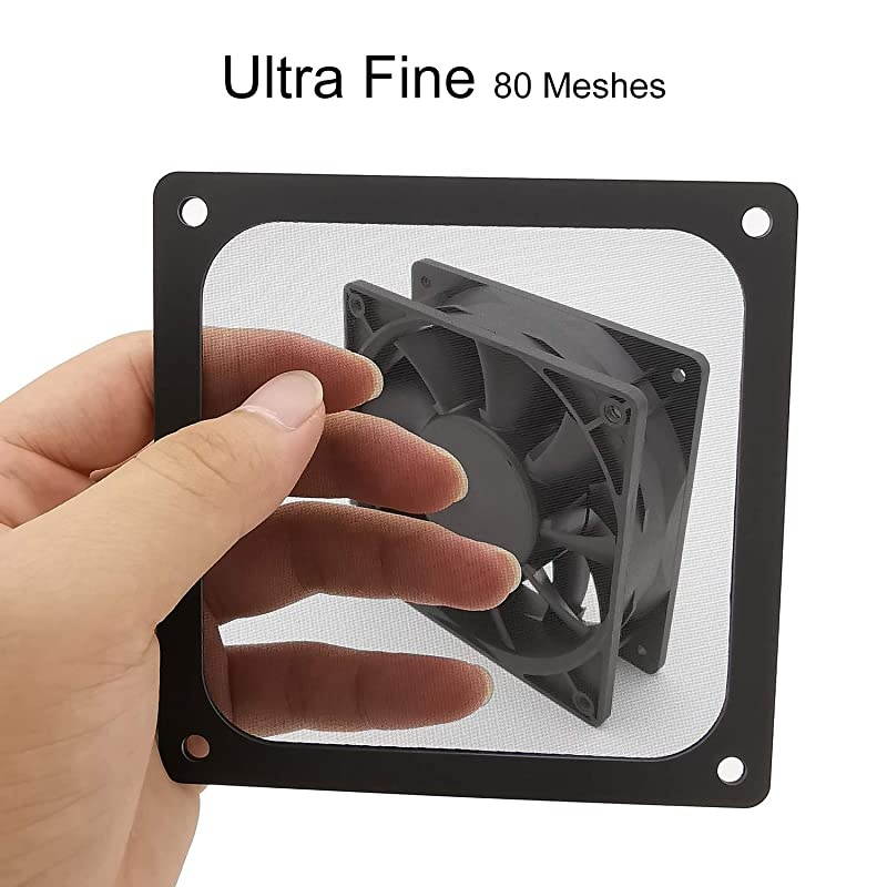 PC Computer Case Fan Dust Filter Grills with Magnet and Screws, Ultra Fine Nylon Mesh, Black Color - 4 Pack