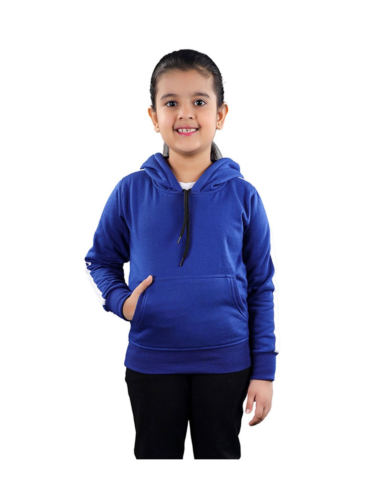 Ahhaaaa Kids Blue Solid Hoodie