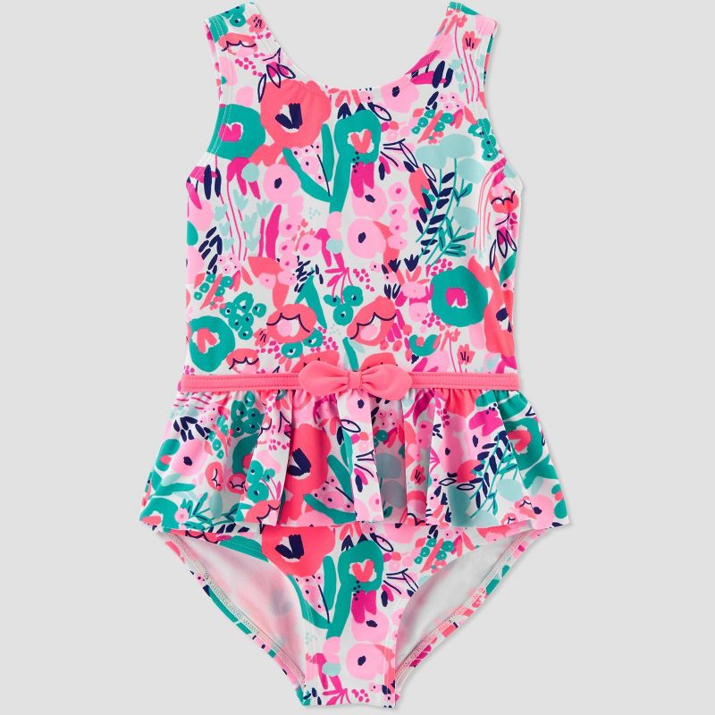 Baby Girls' Floral Skirted One Piece Swimsuit - Just One You® made by carter's Pink 9M