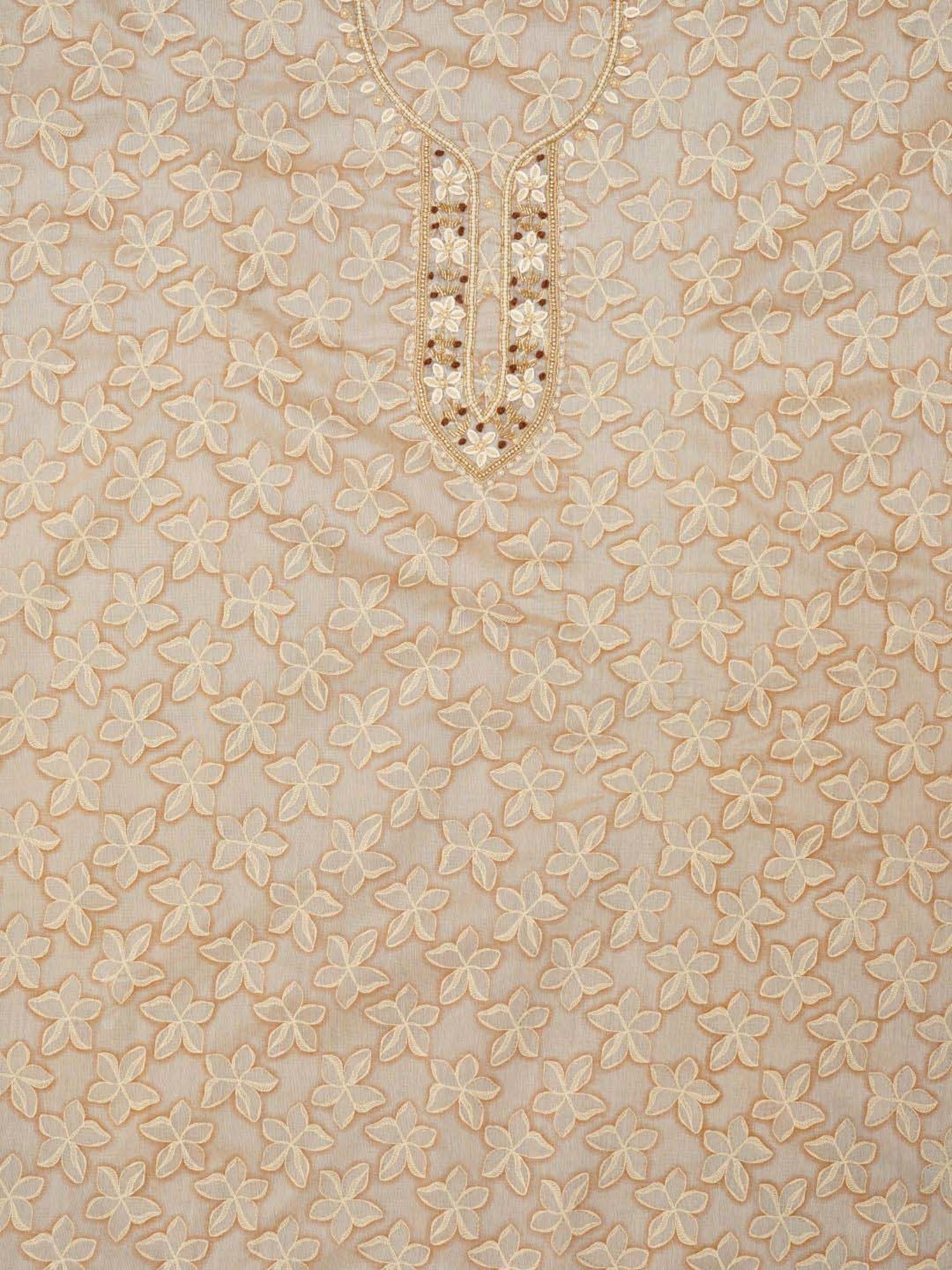 Jaipur Kurti Beige Embellished Unstitched Dress Material