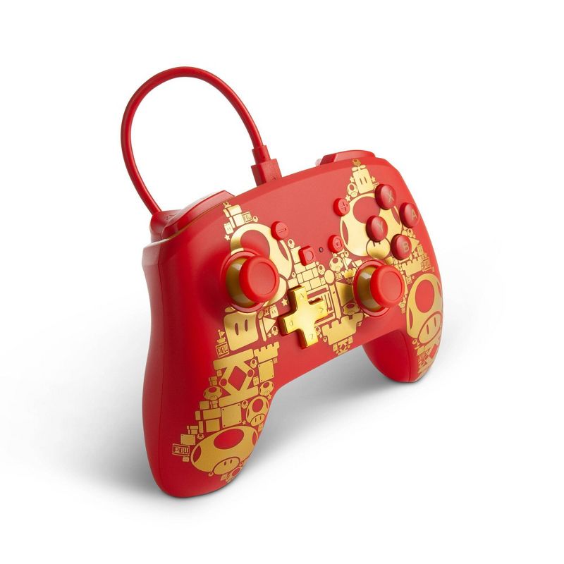 PowerA Enhanced Wired Controller for Nintendo Switch - Mario Golden M - Red