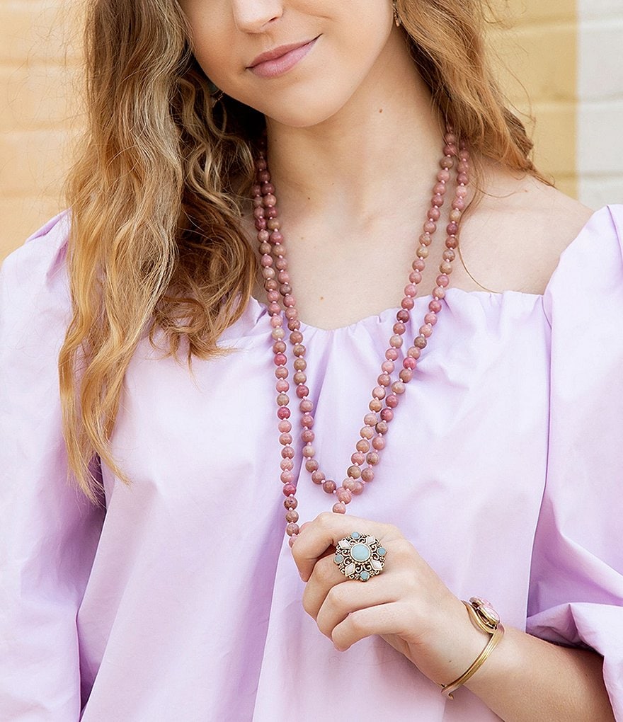 Barse Bronze and Rhodonite Cuff Bracelet