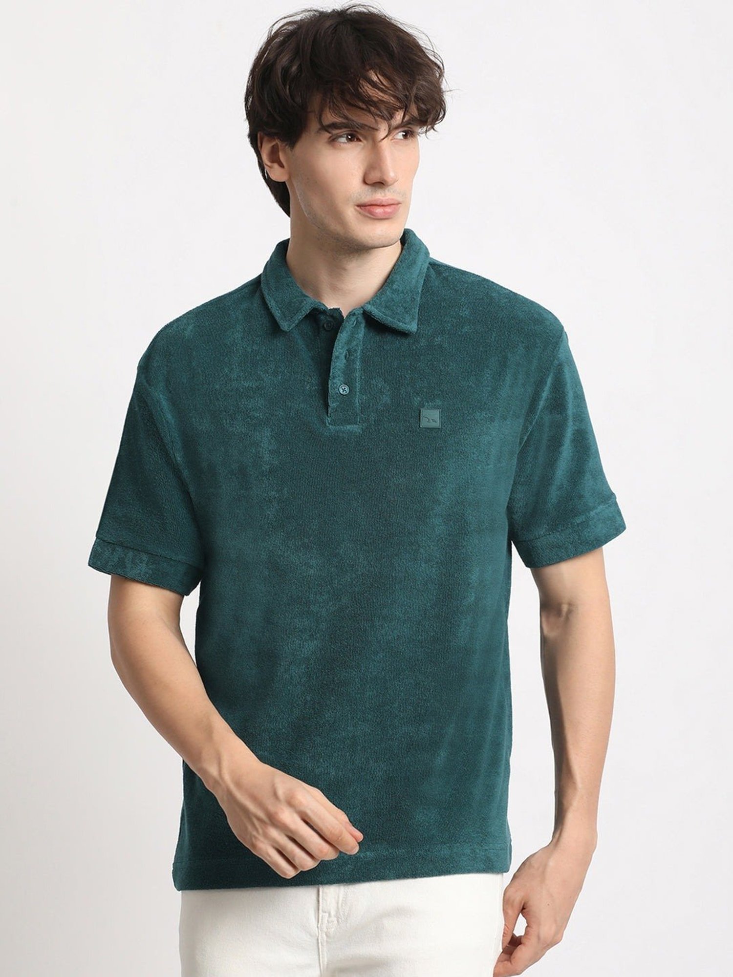 The Bear House Teal Green Relaxed Fit Polo T-Shirt
