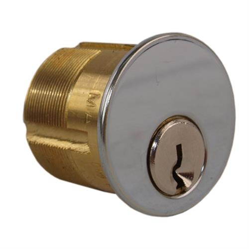 ILCO 7185SC1-26 US26 Polished Chrome Solid Brass Replacement 1-1/8" Mortise Cylinder Lock, Schlage Keyway