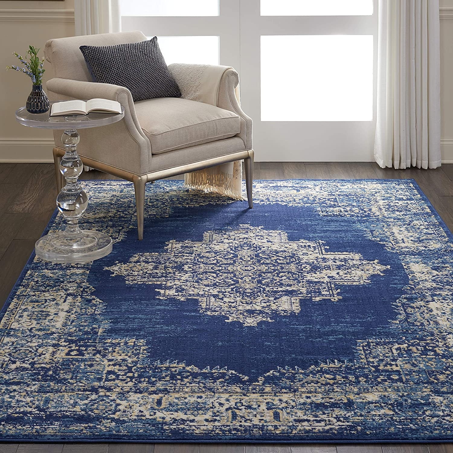 Nourison Grafix Navy/Blue Area Rug 6 x 9, 6X9