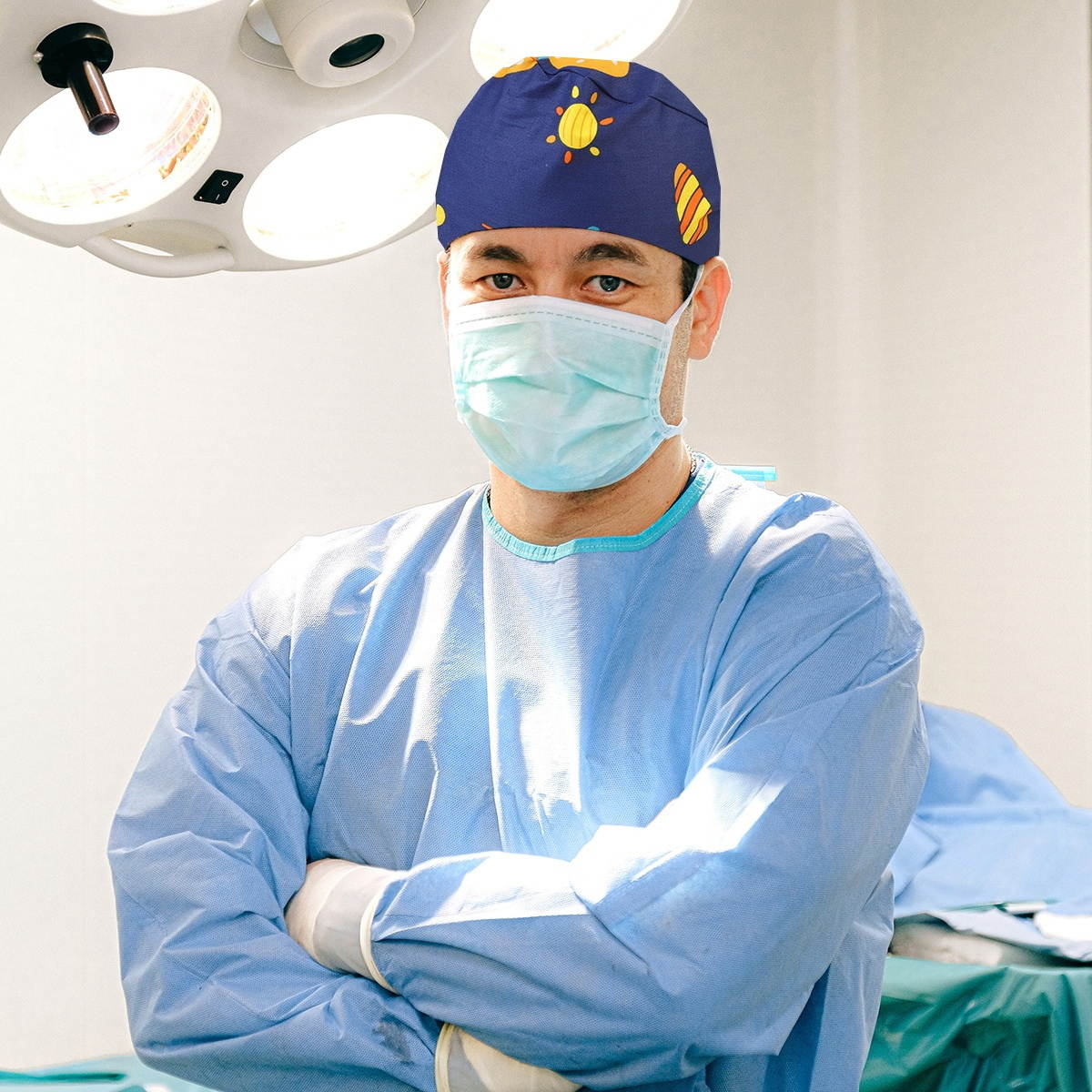 1Pc Printed Pattern Cotton Cap for Dentist Dentistry Cap Operation Cap Beauty Salon Headgear (Y3)