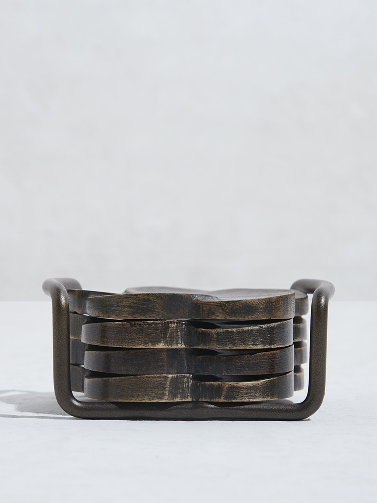 Karo Tapi Printed Multicolor Wood Coasters - Set of 6