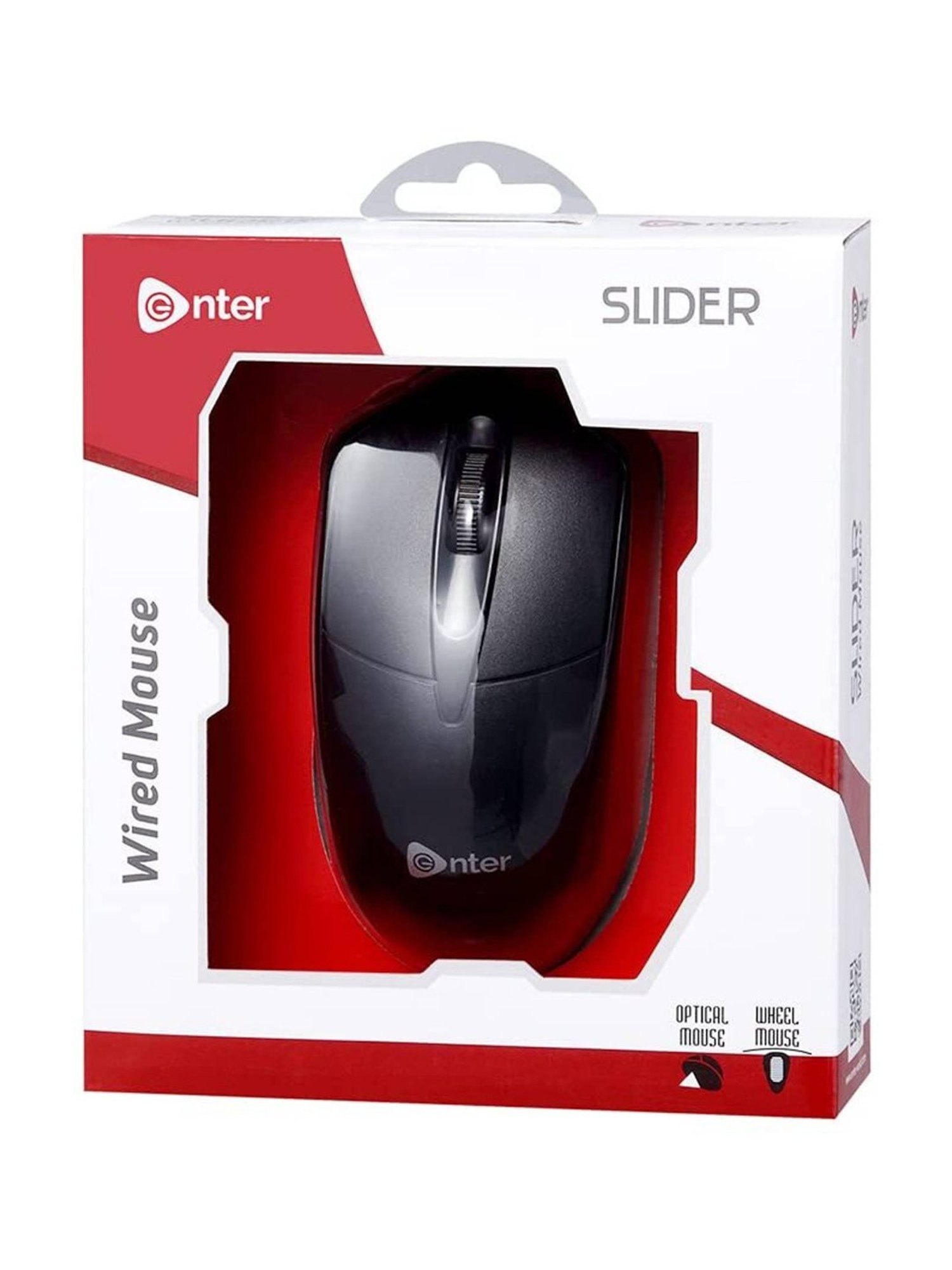 Enter Slider Wired Optical Mouse (USB 2.0, Black)