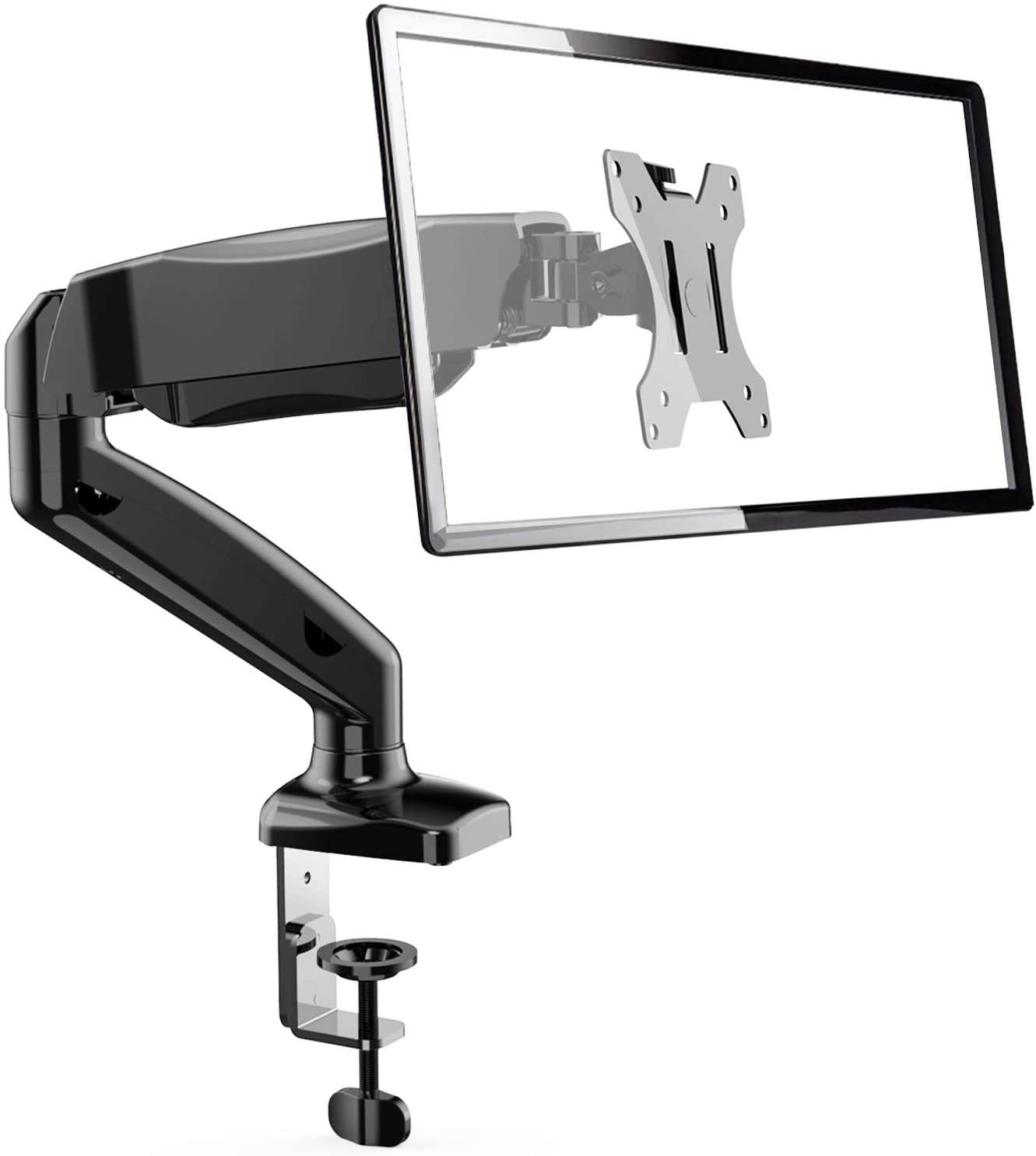 13-32&rdquo; Single Monitor Stand - Heavy Duty Height Adjustable Monitor Mount Fit 13 to 32 Inch Screens, Monitor Arm Holds 4.4 to 17.6lbs with C Clamp, Grommet Mounting Base