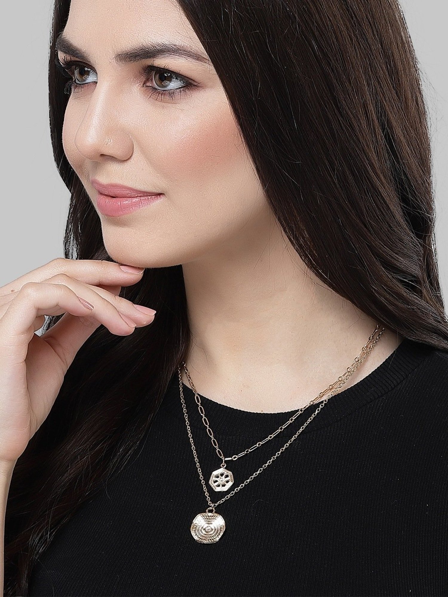 Karatcart Golden Multicharm Multilayered Chain Women