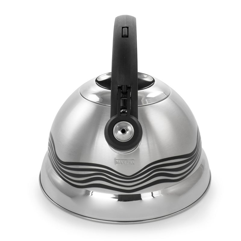 Mr. Coffee Cagliari 1.75 Quart Stainless Steel Whistling Tea Kettle with Color Changing Exterior