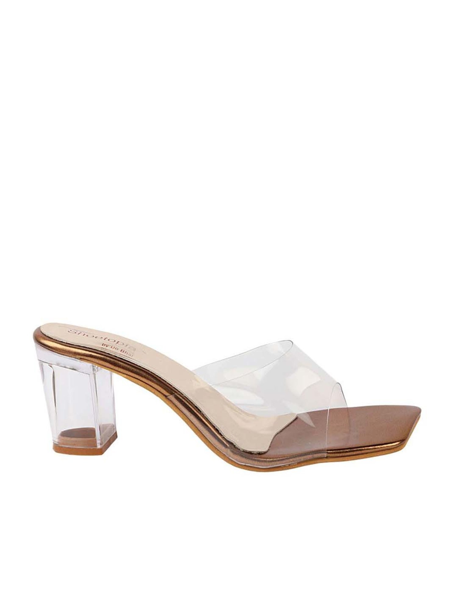 Shoetopia Kids White & Copper Casual Slides