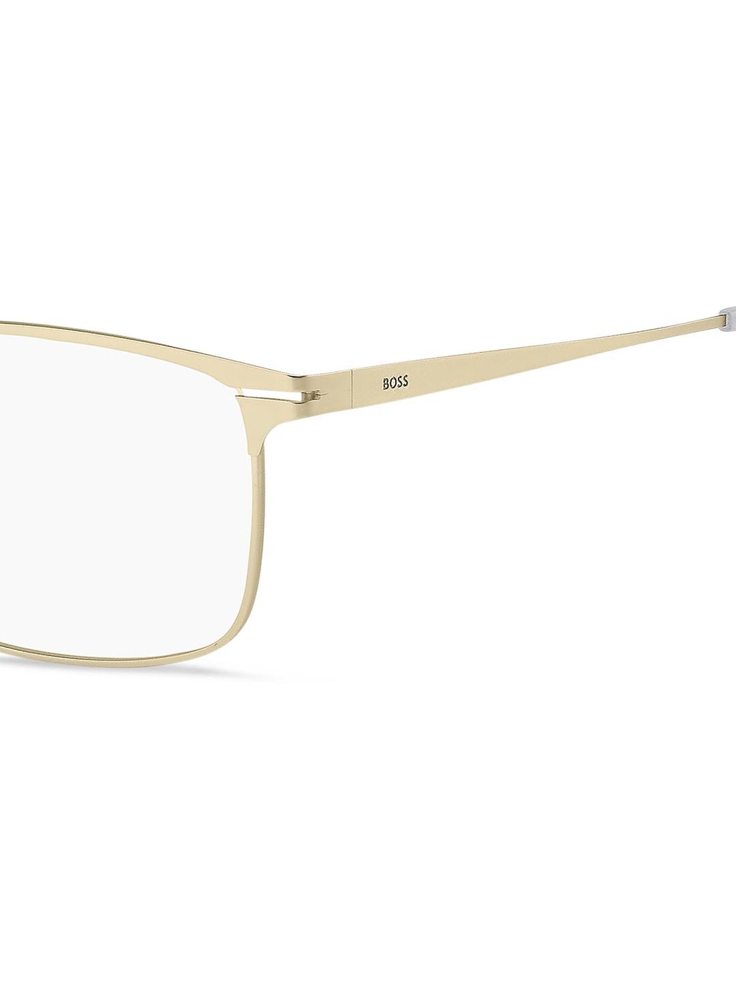Hugo Boss Gold Rectangular Eye Frames for Men