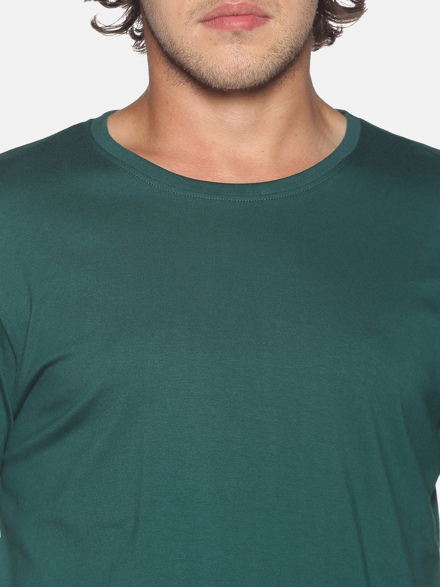 BLACK RADIO Green Slim Fit Printed Cotton Crew T-Shirt