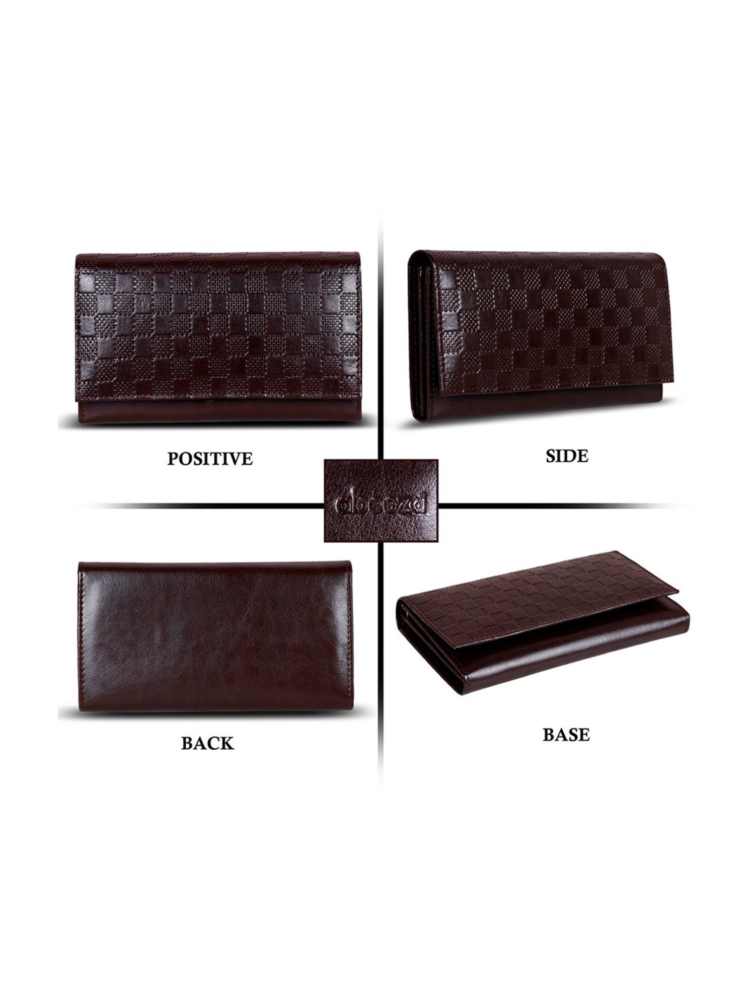 Abeeza Brown Textured Leather Large Clutch