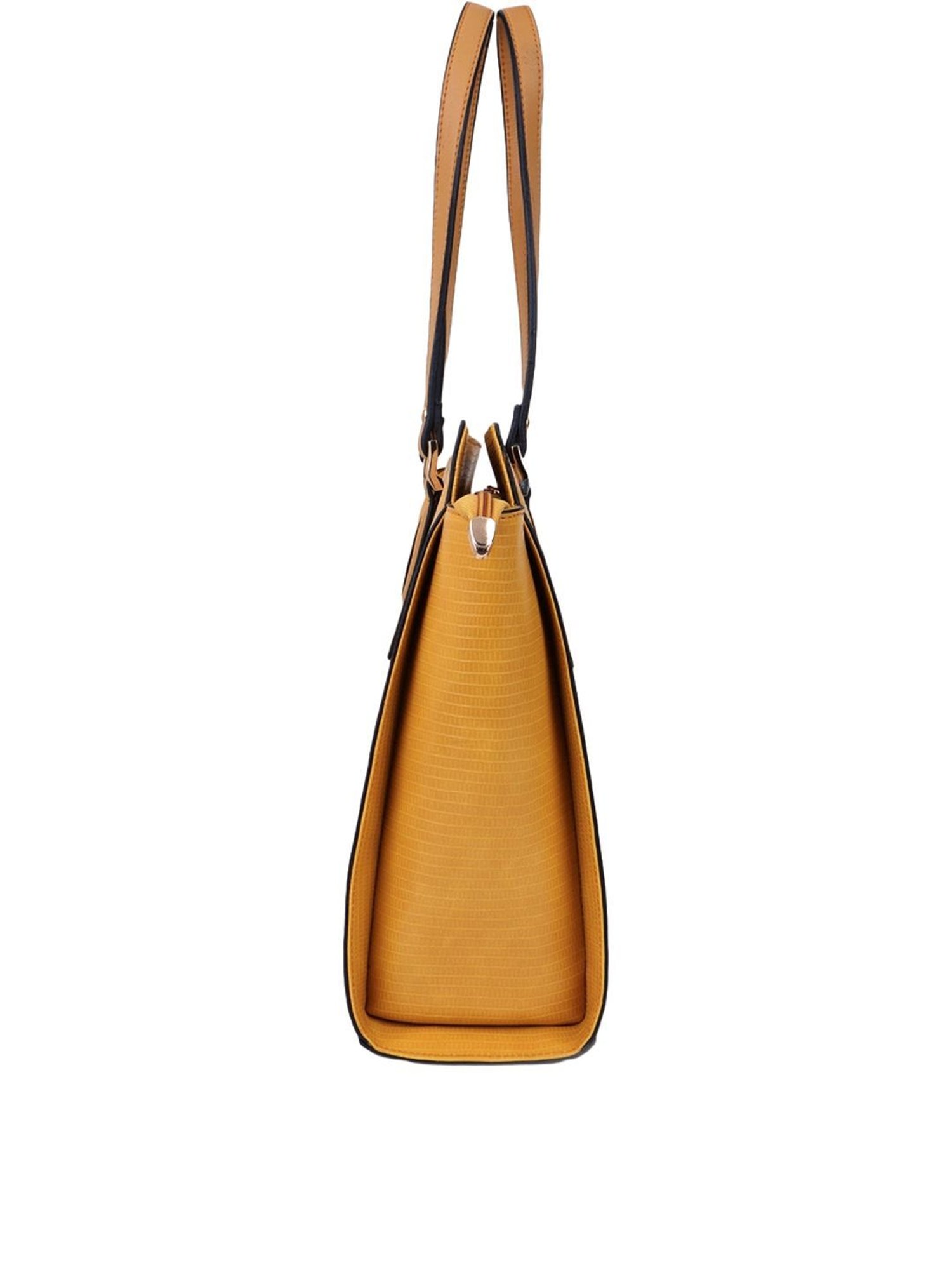 Carlton London Yellow Textured Large Shoulder Handbag