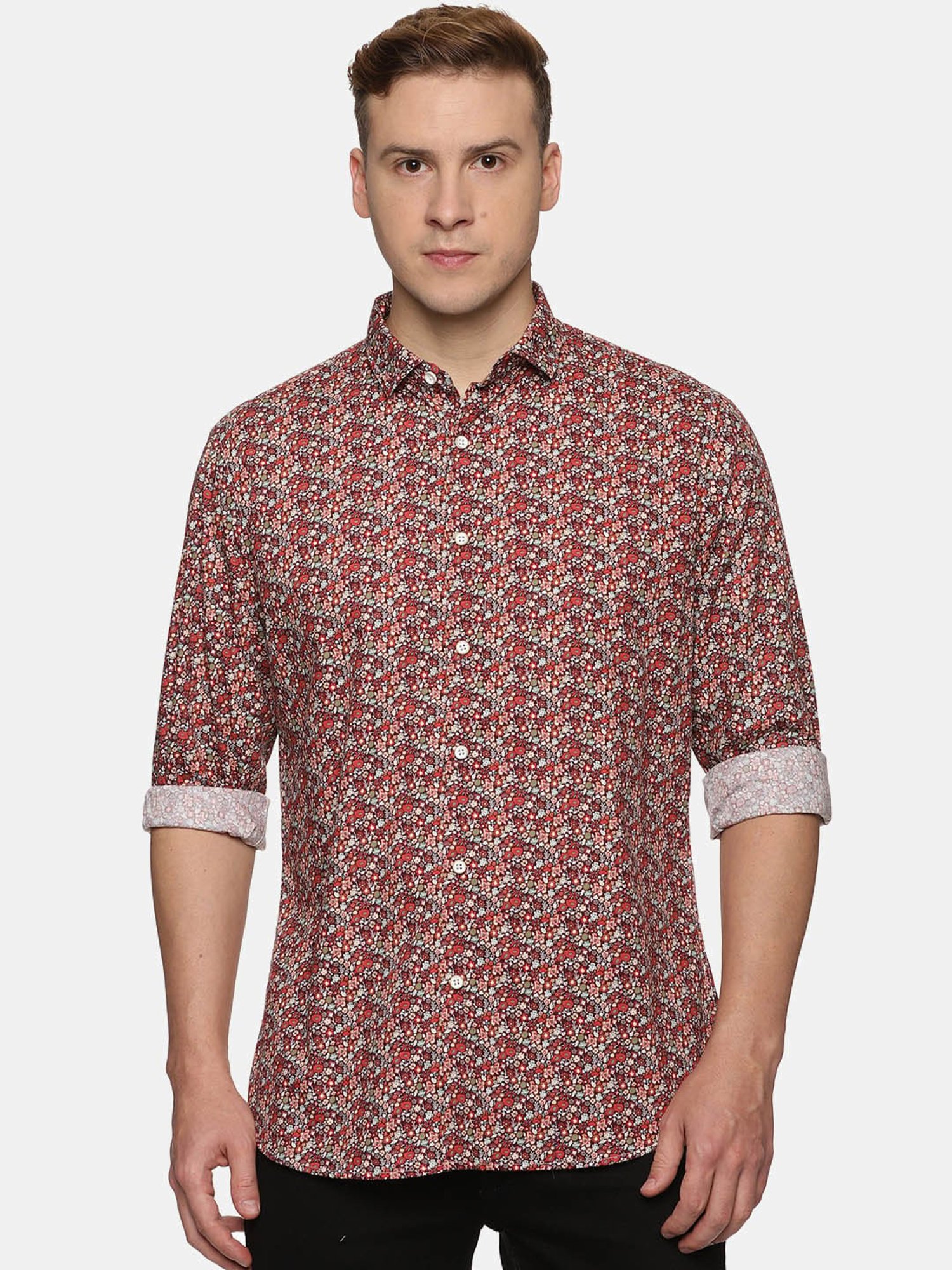 Don Vino Multicolor Slim Fit Floral Print Shirt
