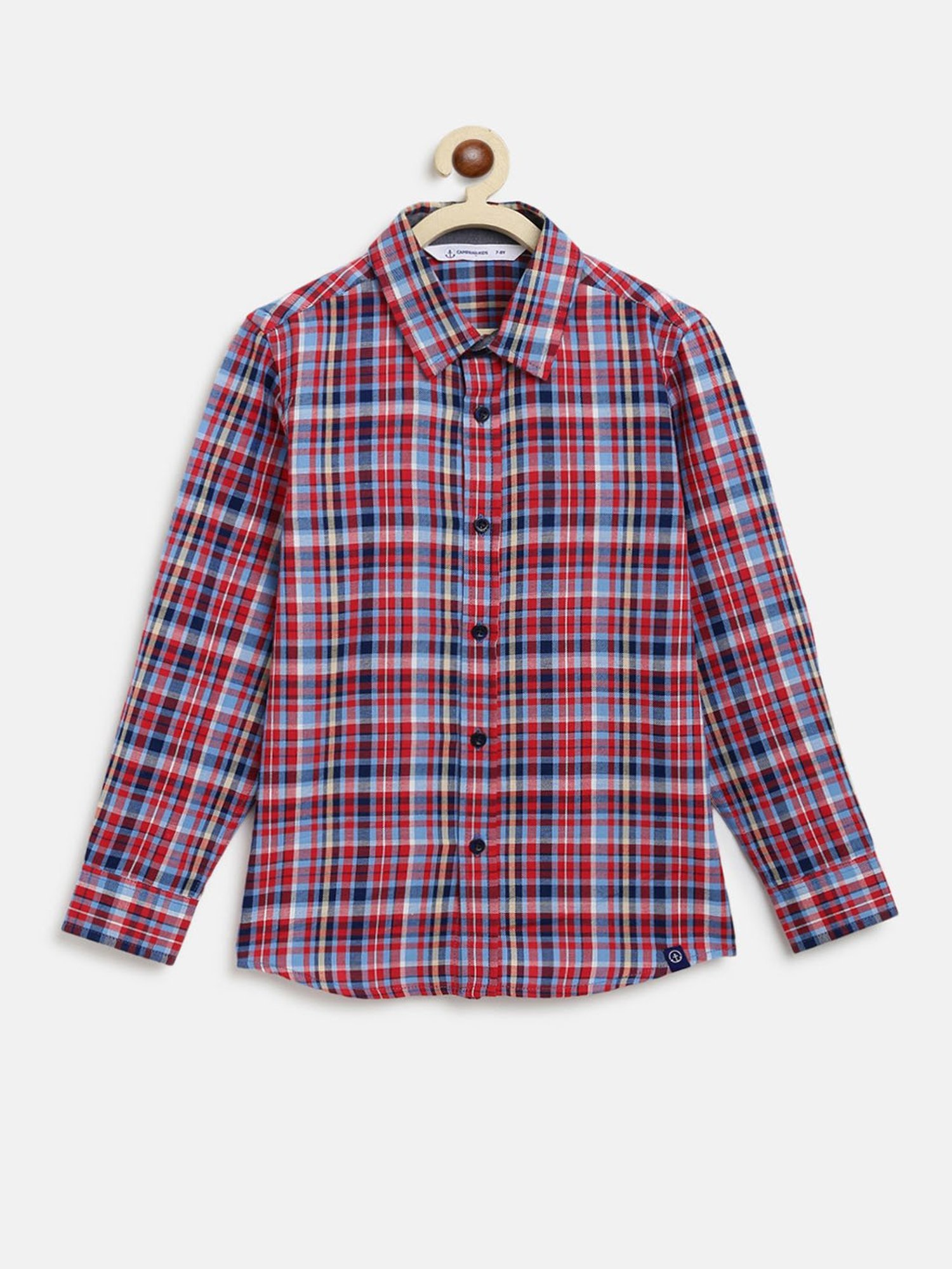 Campana Kids Red & Blue Checks Full Sleeves Shirt