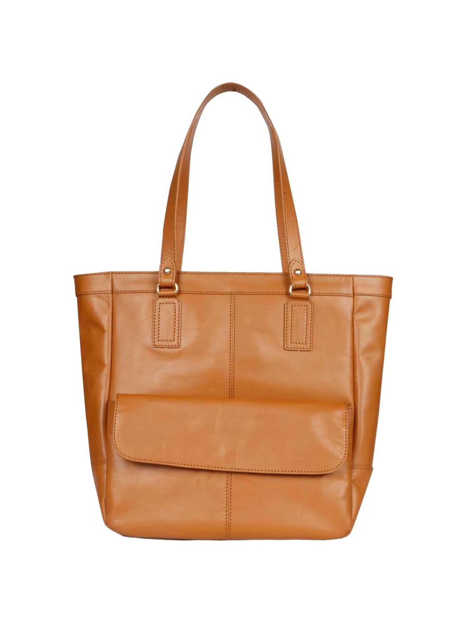 Saint G Tan Solid Medium Shoulder Handbag