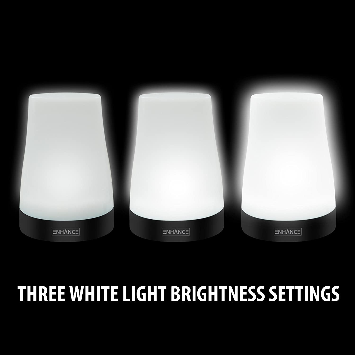 ENHANCE Portable Table Lamp - Dimmable Desk Lamp with 3 Brightness Levels with 256 Color Changing Breathing Mode - USB Charged and Touch Tap Controls - Great for Bedsides and Tabletops