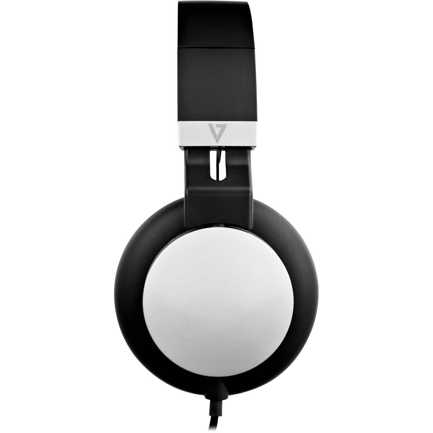 V7 Lightweight On-Ear Headphones - Black/Silver - Stereo - Black, Silver - Mini-phone - Wired - On-ear, Over-the-head - Binaural - Supra-aural - Noise Canceling