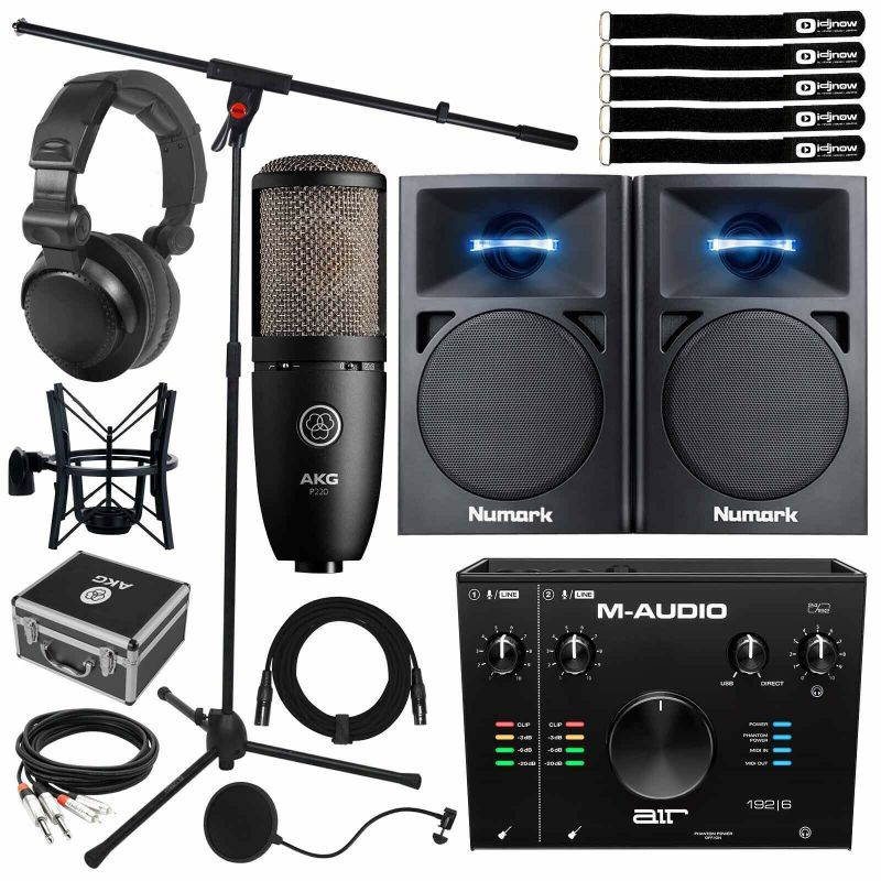 M-Audio AIR192X6 USB MIDI Recording Interface w Speakers, P220 Mic & Headphones