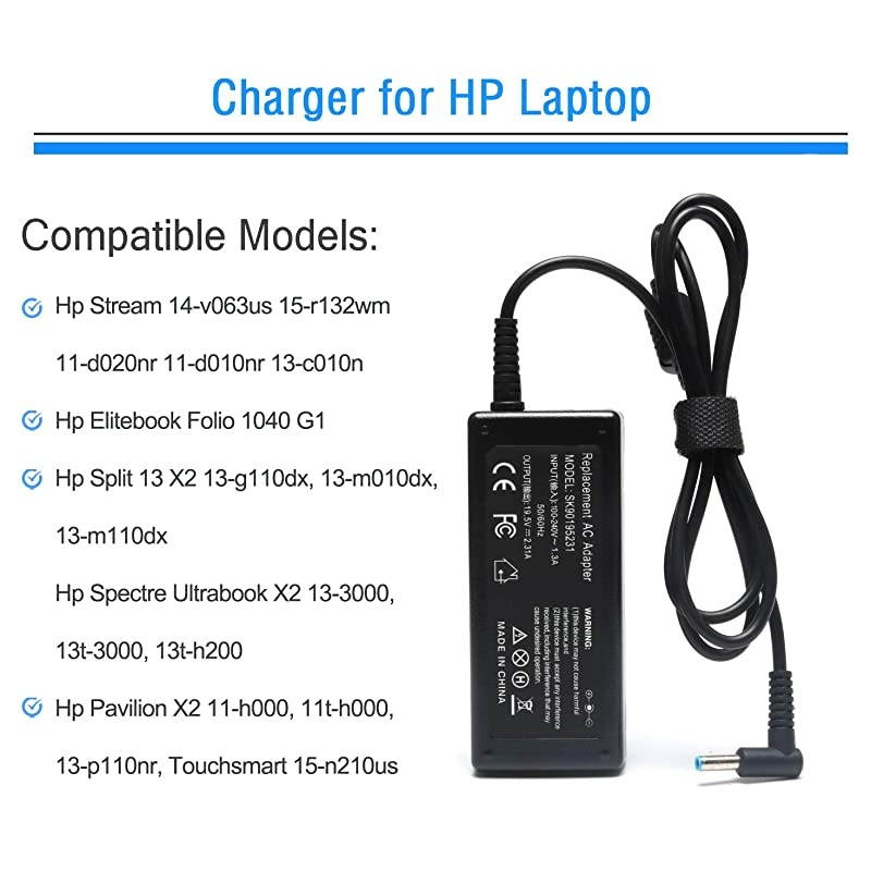 741727001 A045R07DH HSTNNDA35 HSTNNLA35 HSTNNCA40 HSTNNDA40 HSTNNLA40 ADP45WD B New Laptop AC Adapter Charger for Hp Pavilion 11 13 15 HP elitebook Folio 1040 g1HP Stream 13 11 14