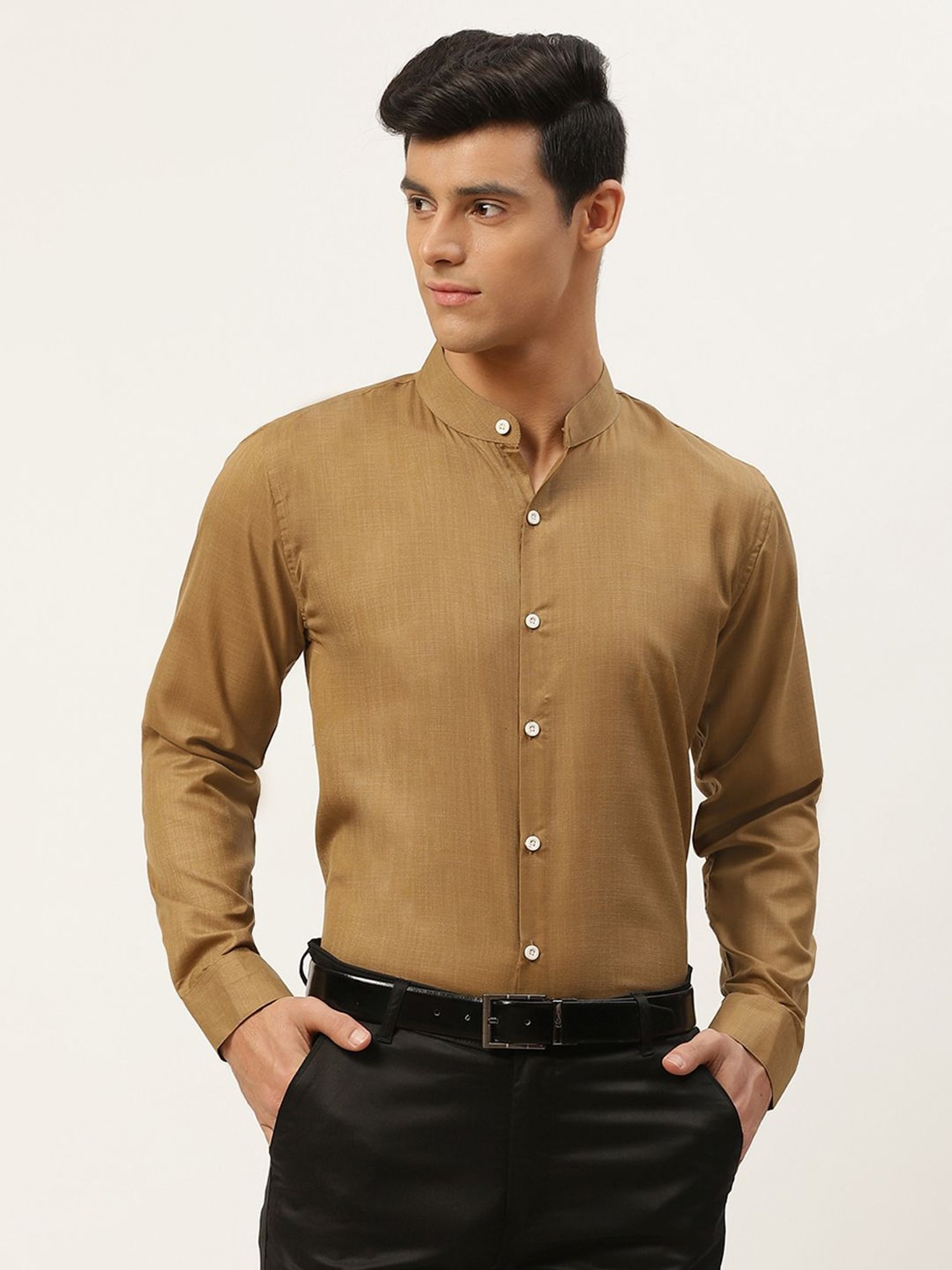 Sojanya Brown Cotton Regular Fit Shirt