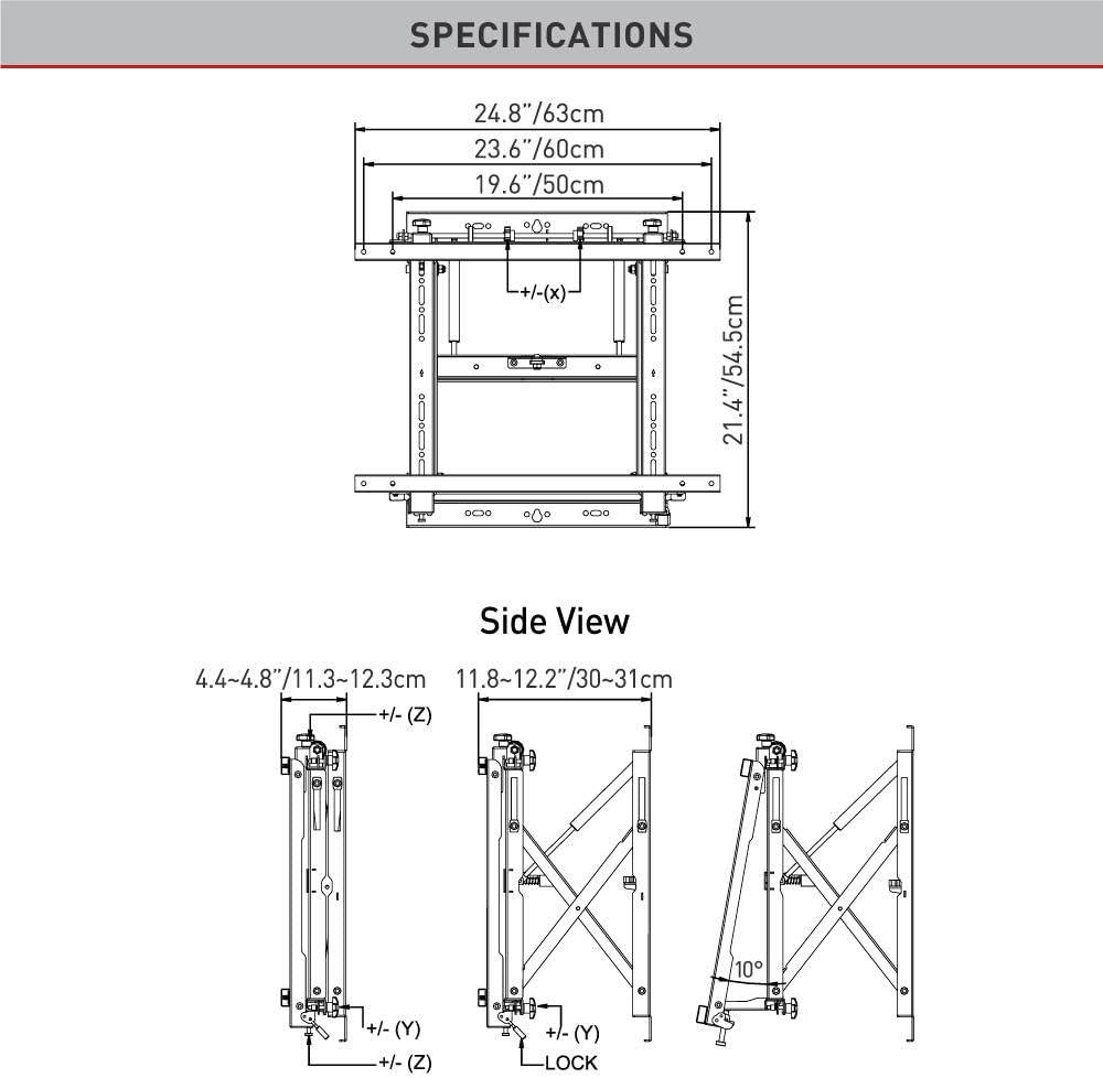 Barkan 32-80 inch Tilt Video Wall Mount 110 lbs Black Easy Manintenance Screen Leveling Lateral Adjustment, UL Listed