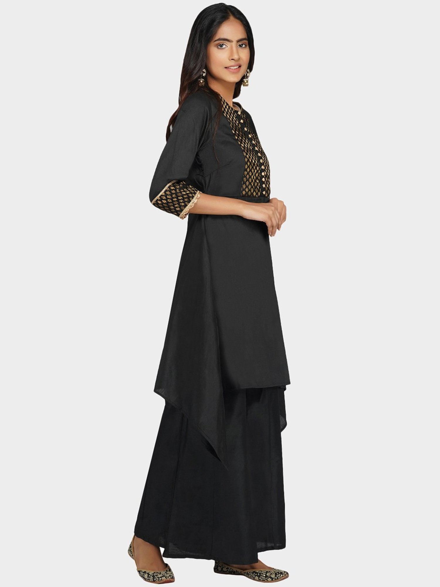 Paislei Black Kurta Palazzo Set