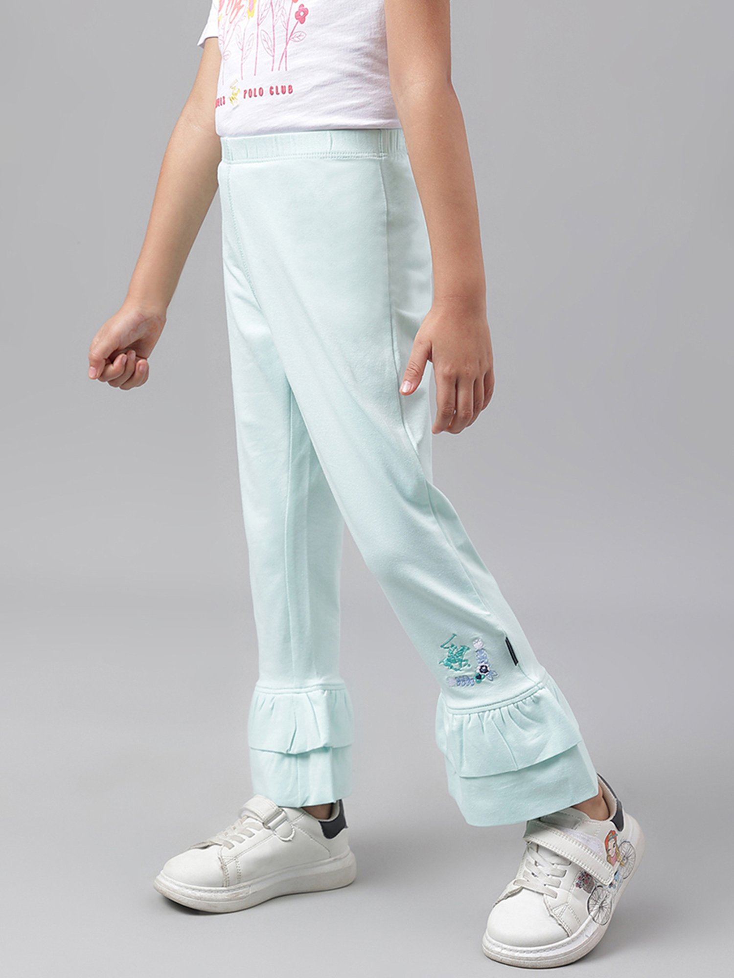 Beverly Hills Polo Club Girls Light Blue Solid Leggings