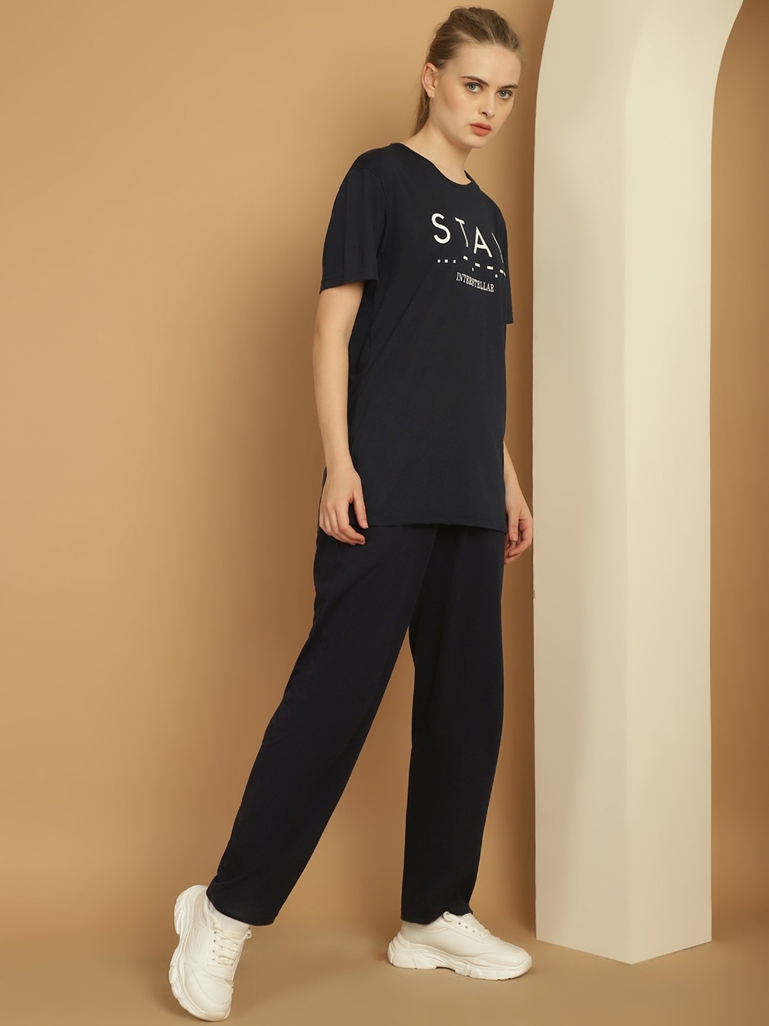 Vimal Jonney Black Cotton Printed T-Shirt & Track Pants Set