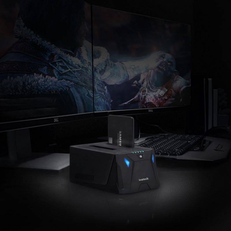 Inateck USB 3.0 to SATA I/II/III Dual Bay External Hard Drive Docking Station for 2.5 or 3.5 HDD, SSD, Up to Support 10TB, with Hard Drive Duplicator/Offline Cloner Function, FD2005