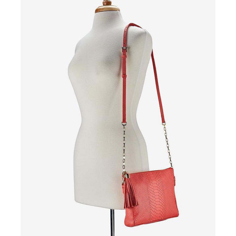 VR NYC Magnetic Strap Closure Mosaic Design Denim Laser Cut Crossbody Bag - Blue