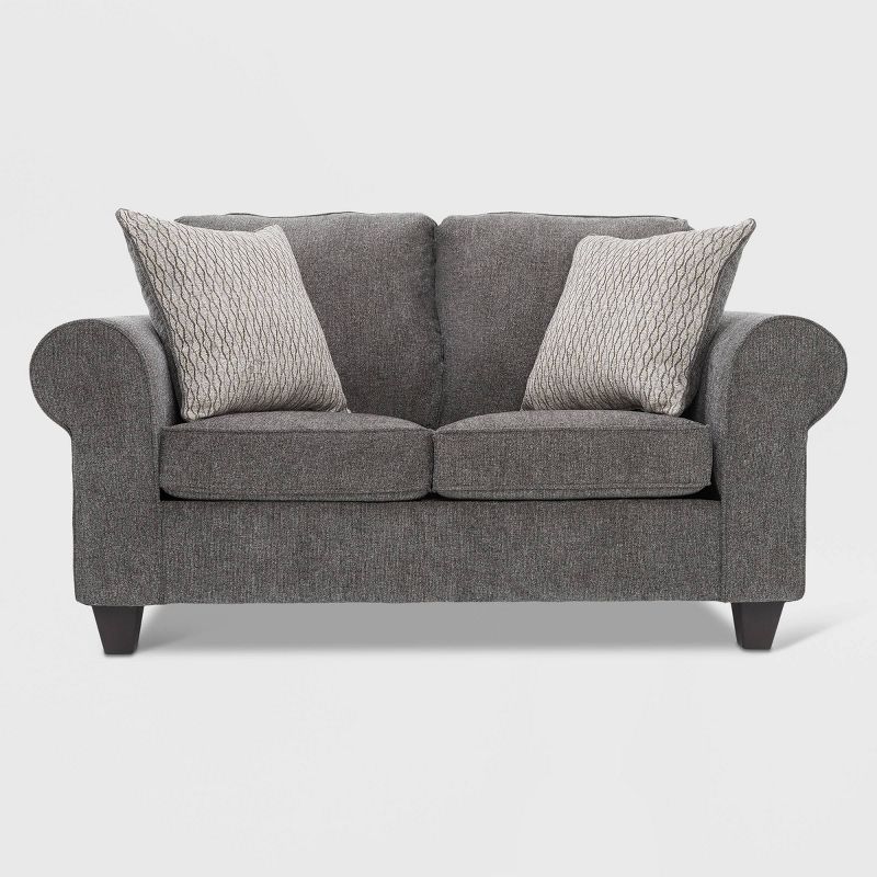 Boone Roll Arm Loveseat Gray - True Seating