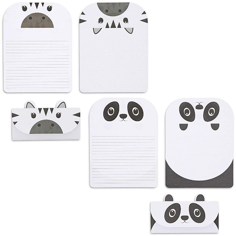 Paper Junkie 48-Pack Animal Theme Trifold Stationery Cash Money Letter Envelopes, 3.5 x 7.25 In