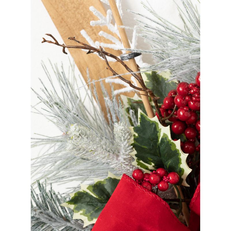 Sullivans Berry, Pine & Ski Artificial Swag 28"H Red
