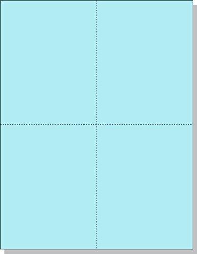 8-1/2" x 11" Laser/Inkjet Postcards 4 Per Page, (4-1/4" x 5-1/2" Each Card) 250 Sheets/1000 Cards (Blue)