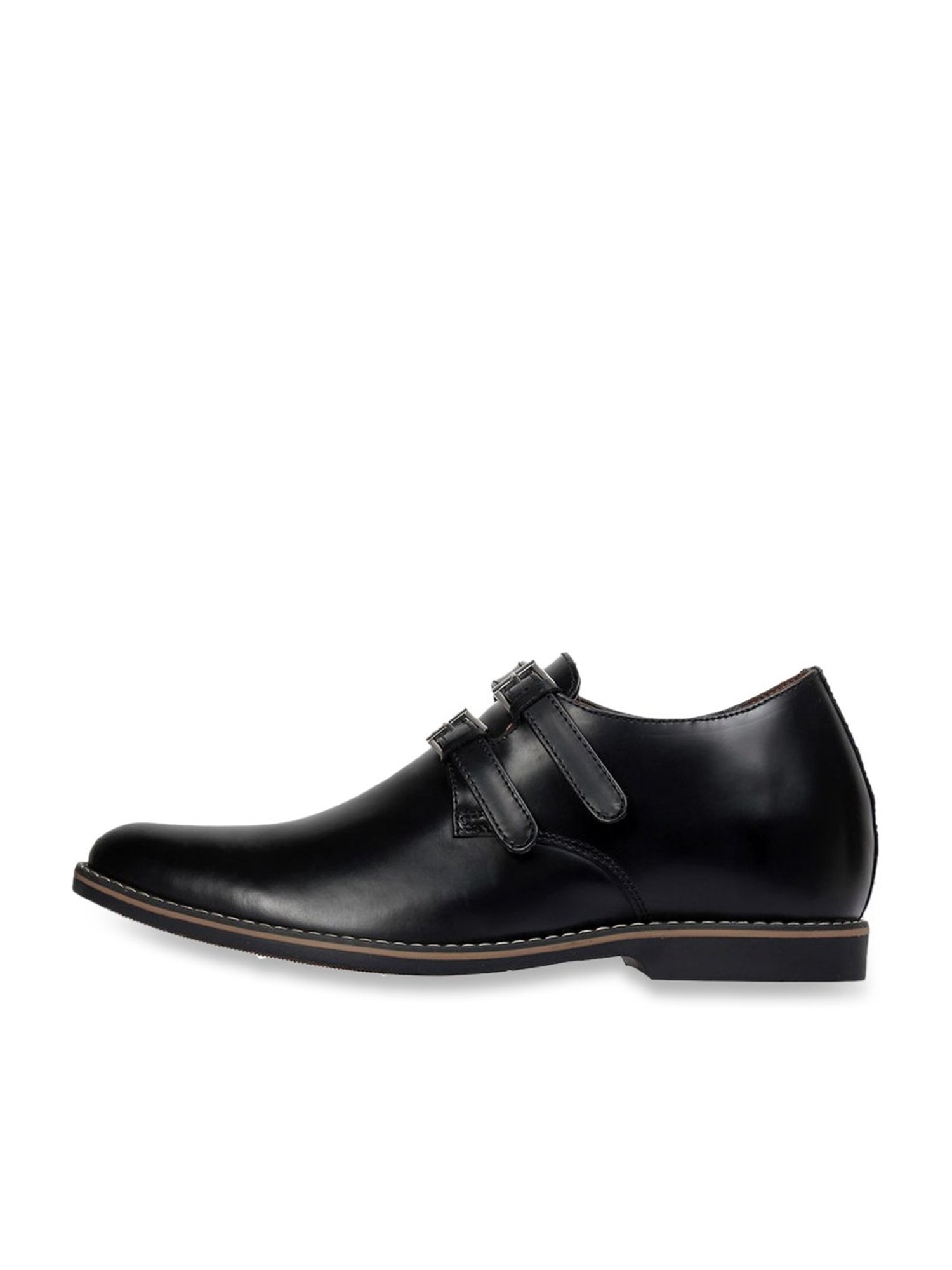 Celby Men's Height Increasing Black Monk Shoes