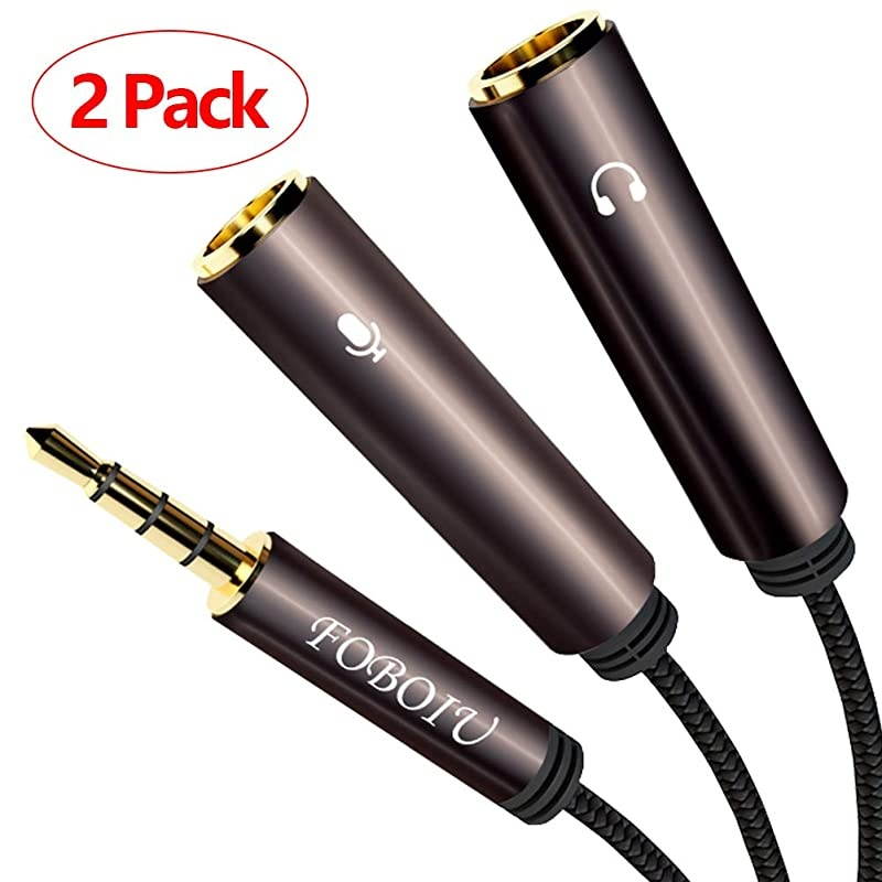 2 Pack Headphone Splitter Adapter  Headset Splitter Separate Headphones and Mic Jack 35mm Splitter for PS4 Xbox One Laptops PC Gaming Headset Tablet Smartphone