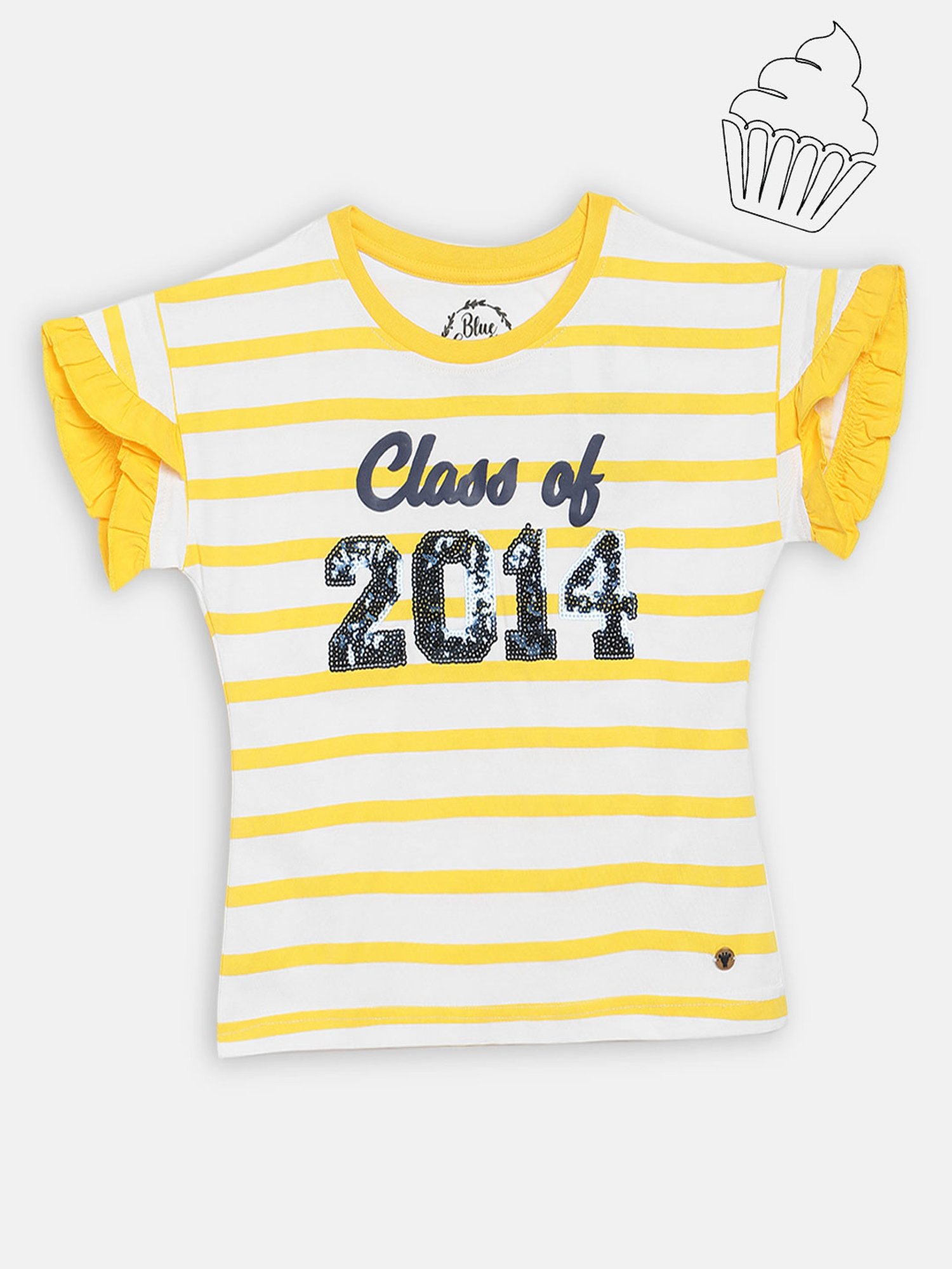 Blue Giraffe Kids Yellow Cotton Striped T-Shirt