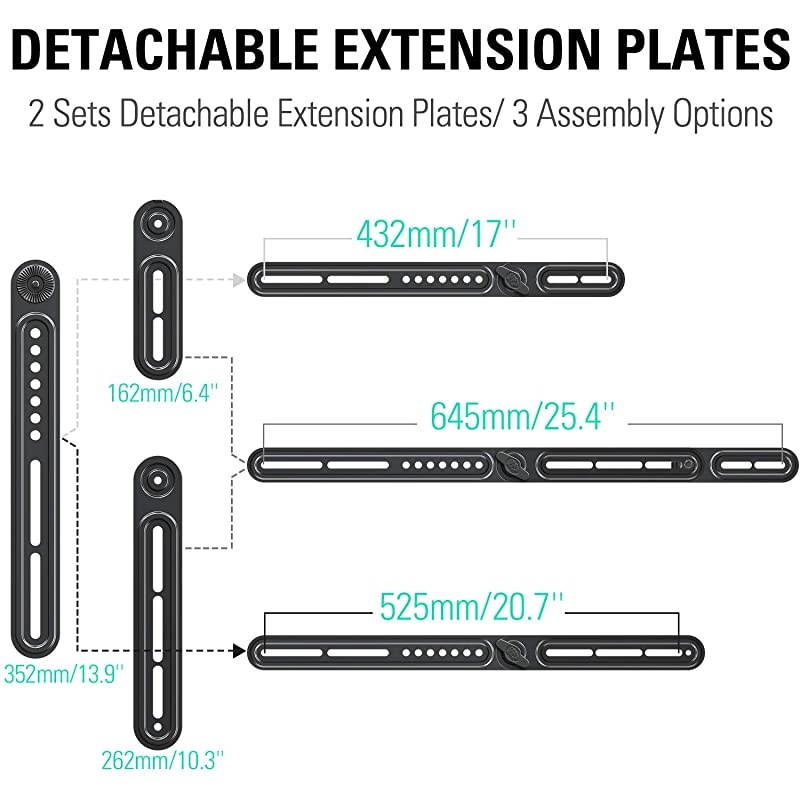 Soundbar Mount Sound Bar TV Bracket for Above or Under TV Fits Most of Sound Bars Up to 22 Lbs with Detachable Long and Short Extension Plates MD5420