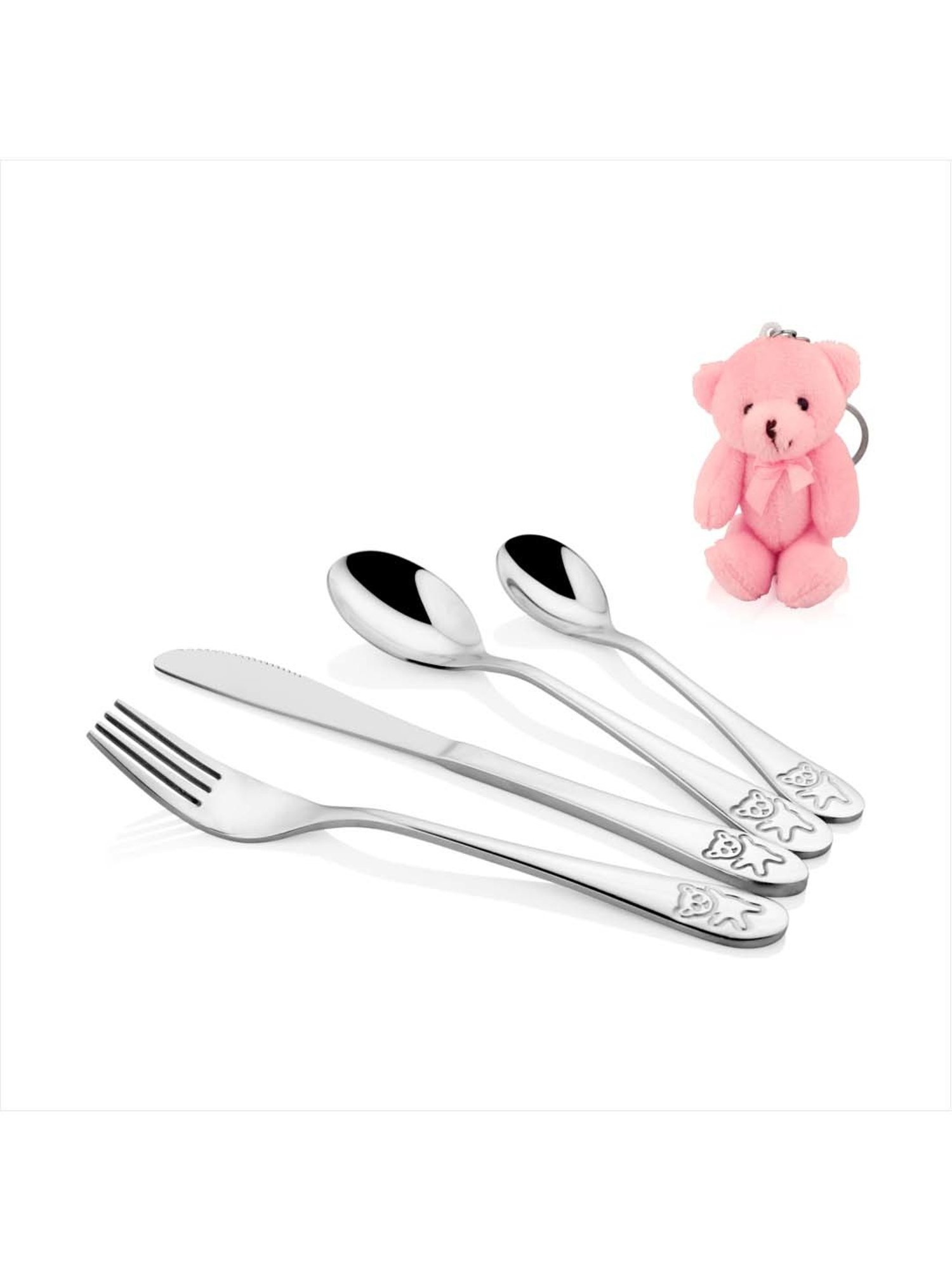 FnS Silverware Silver Stainless Steel Cutlery - Set of 4