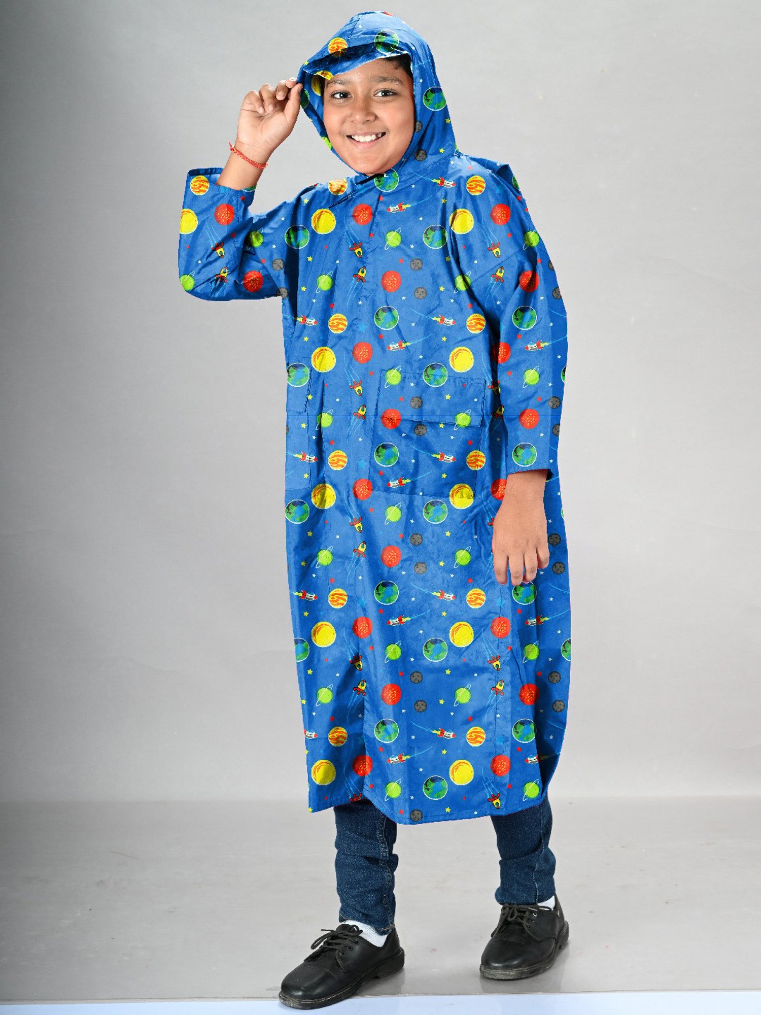 Little Surprise Box Kids Yellow Printed Full Sleeves Raincoat