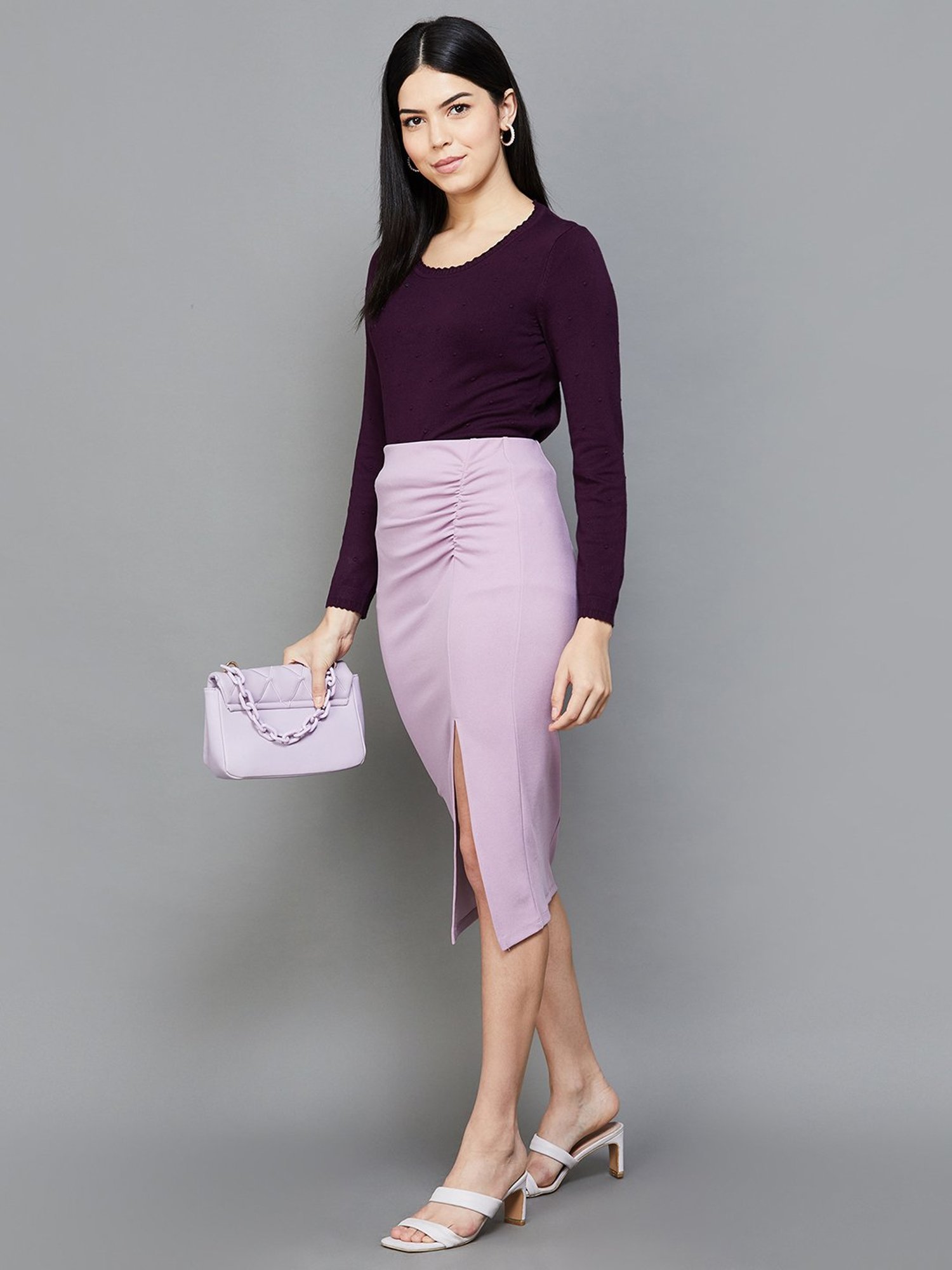 Code by Lifestyle Purple Self Pattern Pullover