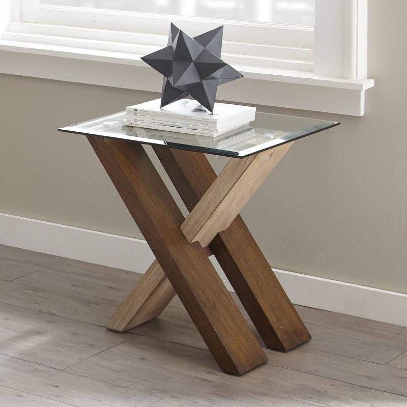 Tasha End Table Glass and Wood - Steve Silver