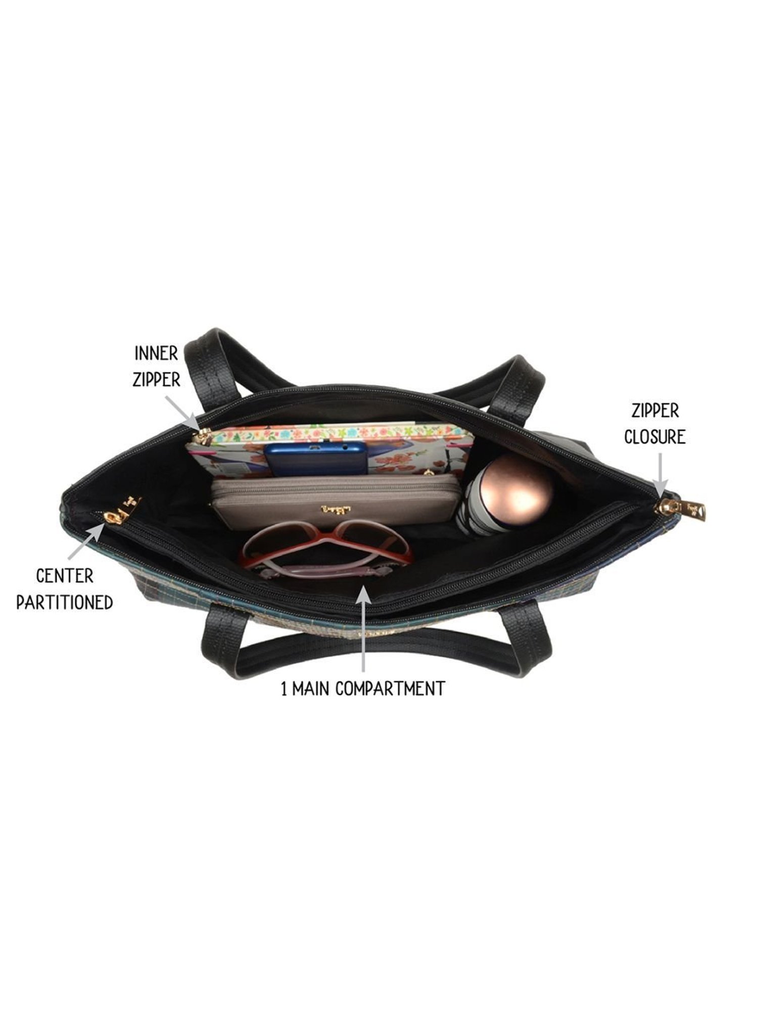 Baggit Magen Black PU Checks Laptop Messenger Bag