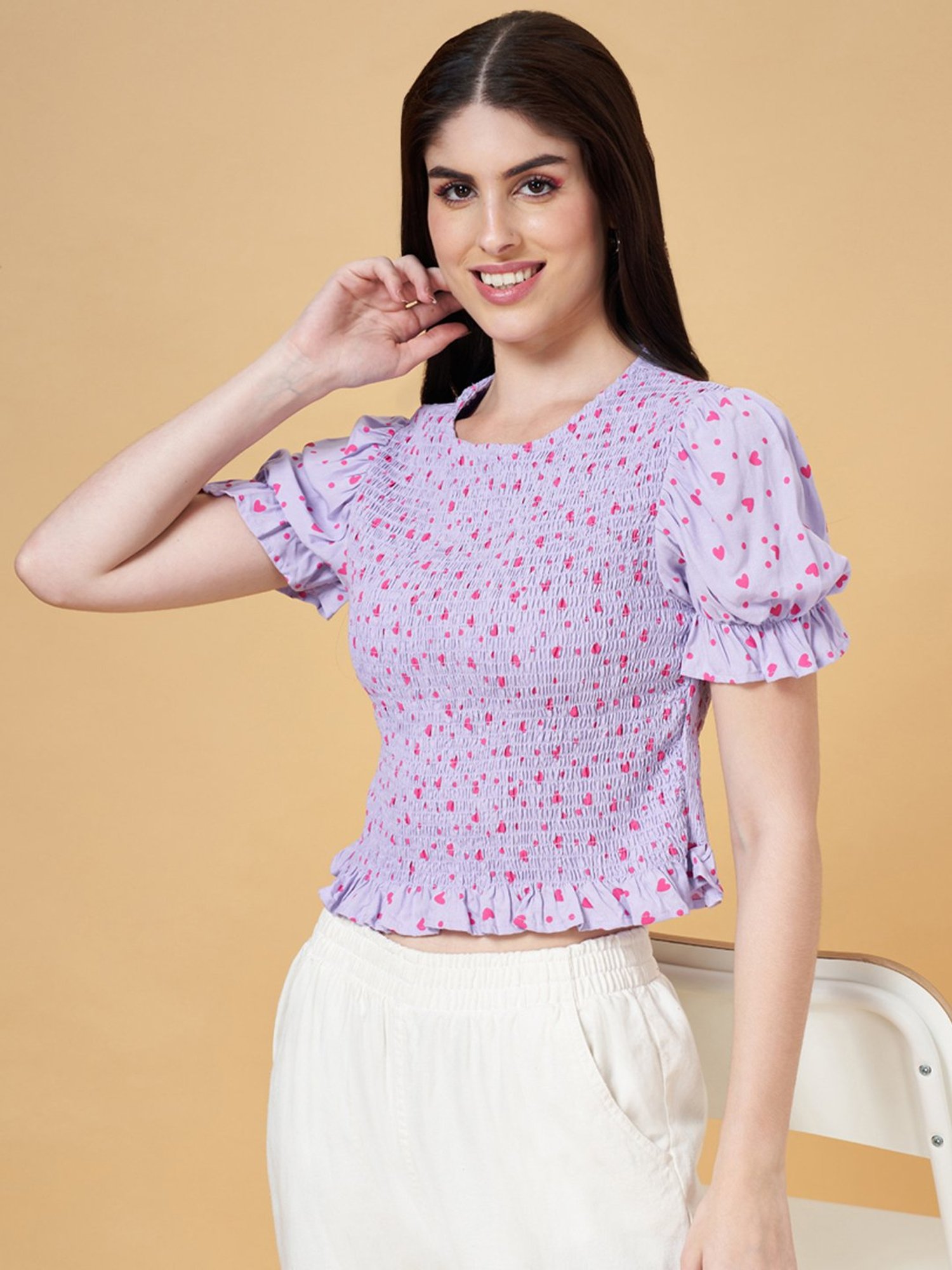 People by Pantaloons Purple Printed Top